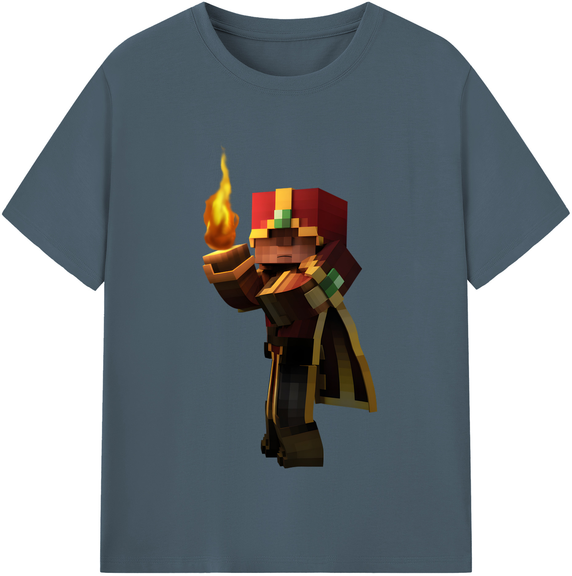 （画像用） マインクラフト ブロックの世界 Minecraft MC Block world 綿100％半袖Tシャツ（フロントプリント）